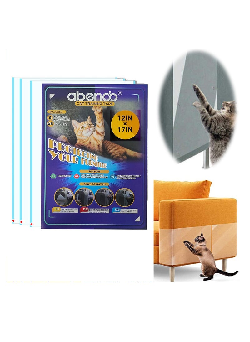 8 ورقات واقي خدش القطط من PVC شفاف مضاد للخدش للأريكة مع لاصق مزدوج الجوانب لحماية الأثاث غير سامة ومقاومة للاهتراء لحماية زوايا الطاولة 12x17 إنش - Image 1